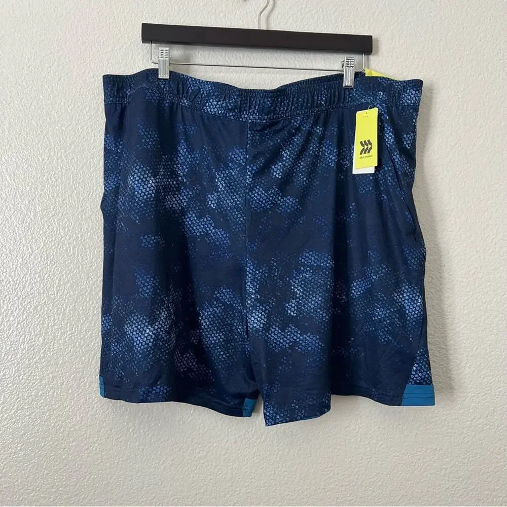 All In Motion Training Shorts blue print